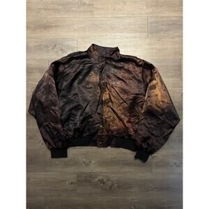 Vintage Rio Las Vegas Bomber Jacket Mens 2XL Black Satin Sun Faded Casino 90s